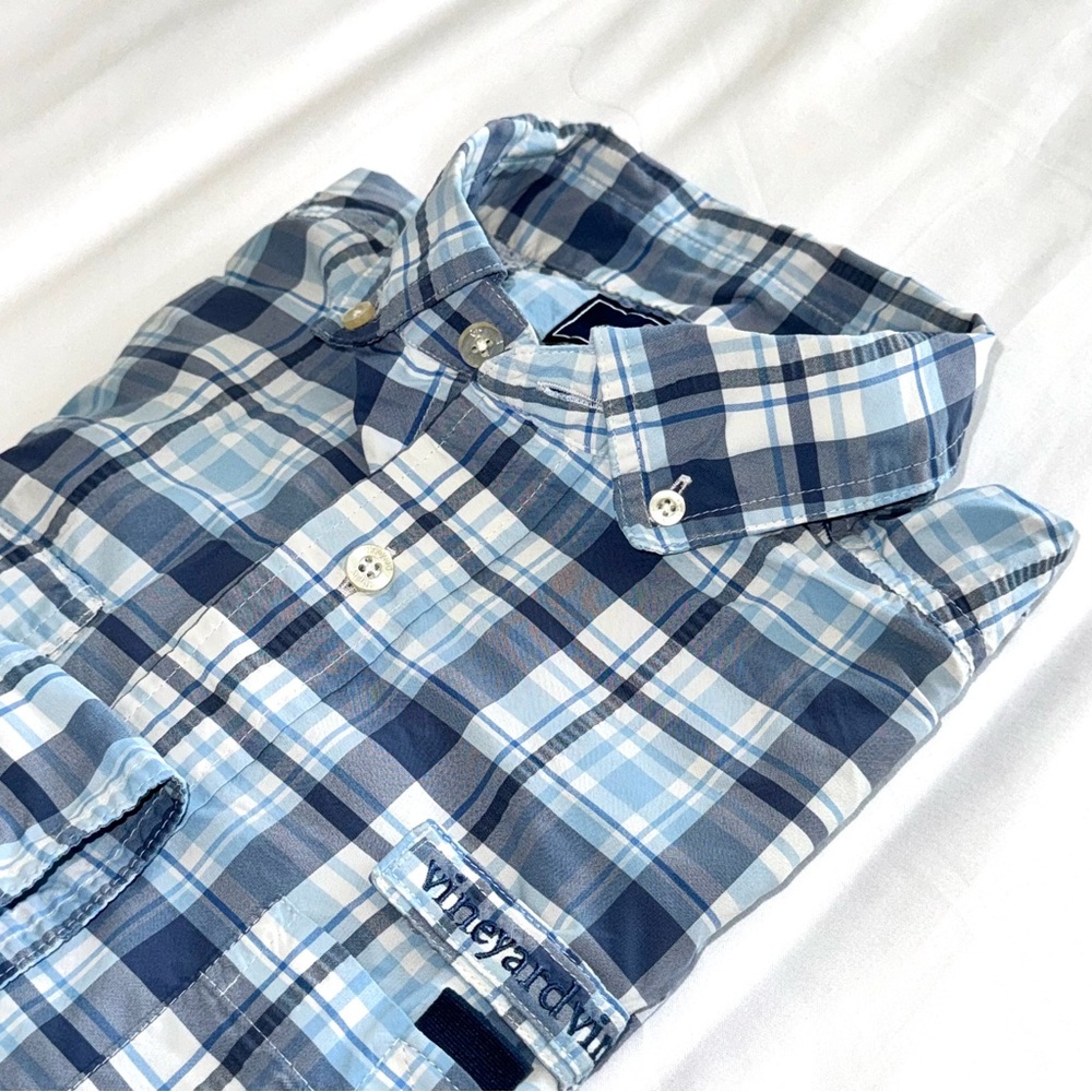 Vineyard Vines Harbor Shirt - similar to Columbia PFG - Blue Plaid, Men’s Small